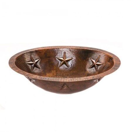 Premier Copper Products Premier Copper Products LO19FSTDB 19 in. Oval Star Under Counter Hammered Copper Bathroom Sink LO19FSTDB